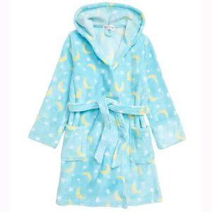 🆕 PJ Salvage Girls' Aqua Moon & Stars Hooded Robe